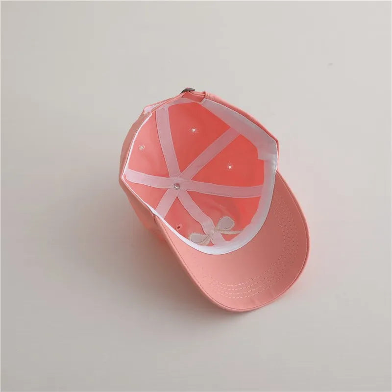 Fashion Children Embroidery Bow Baseball Hats Kids Accessories Boy Girl Vacation Sunscreen Hat Cotton Baby Adjustable Casual Cap