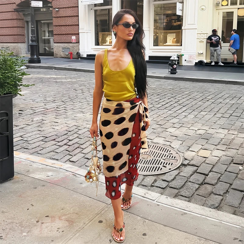 Mesh Polka Dot Flared Sleeve Slim Fit Casual Dress