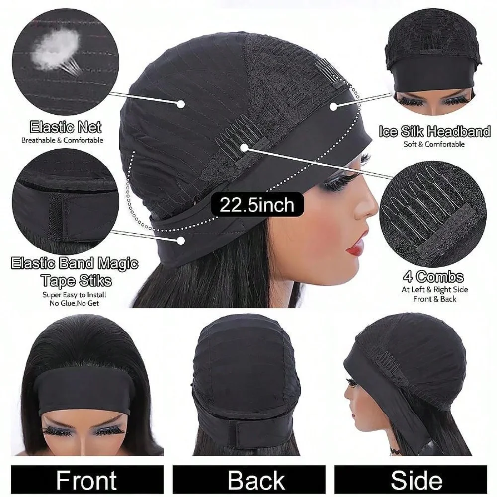 Straight Human Hair Headband Wig
