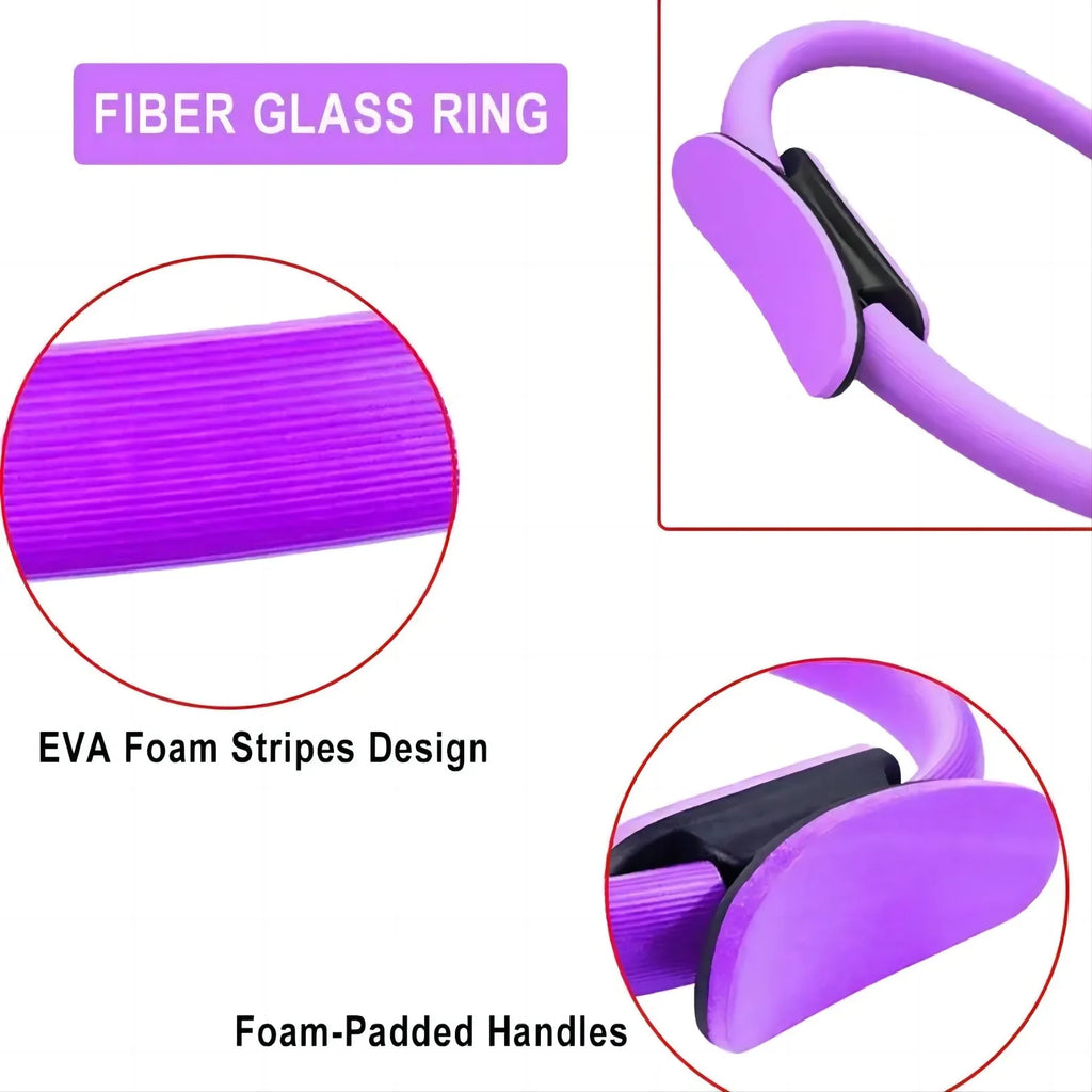 5-Piece Set of Women's and Girls' Yoga Fitness Circular Training Rings, Pilates Elastic Resistance Rings, Fitness Exercise Belts
