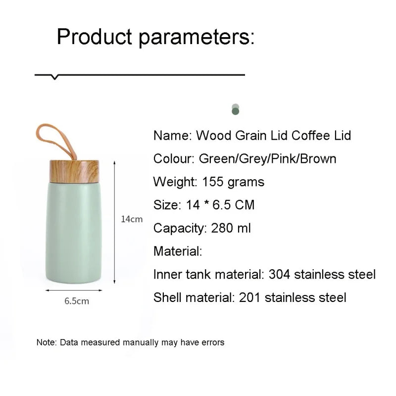 New Style Mini Thermos Cup Creative Wood Grain Cover Portable Vacuum Stainless Steel Water Cup Student High Value Pocket Cup