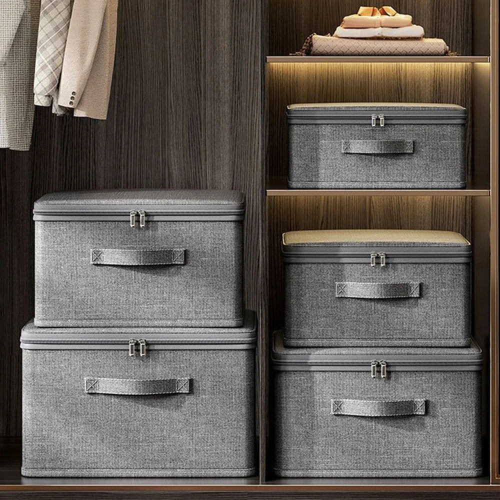 Organizing Portable Box Soft Cover With Zipper Storage Box With Lock, Folding Storage Clothes Box