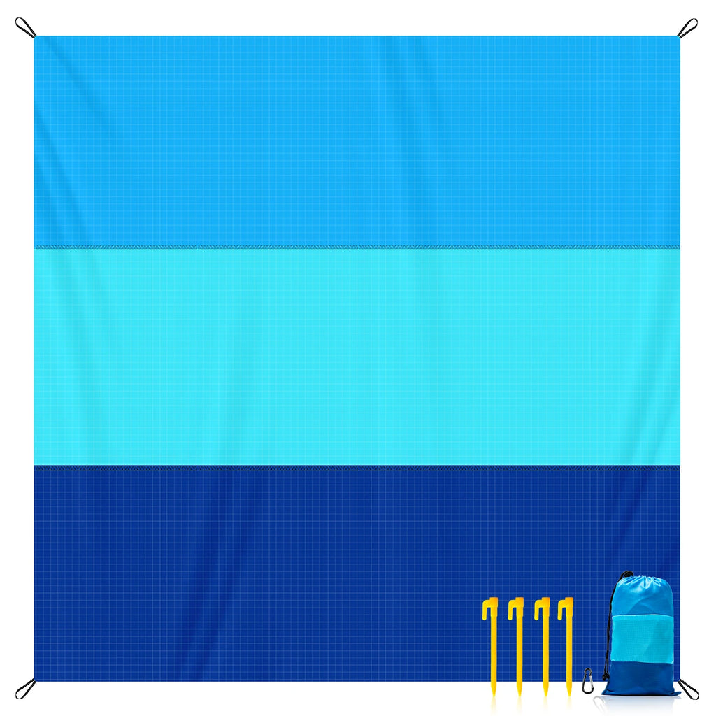 Multiple Sizes Beach Blanket Sandproof Waterproof Large Quick Drying Outdoor Picnic Mat with 4 Stakes for Travel Camping Hiking