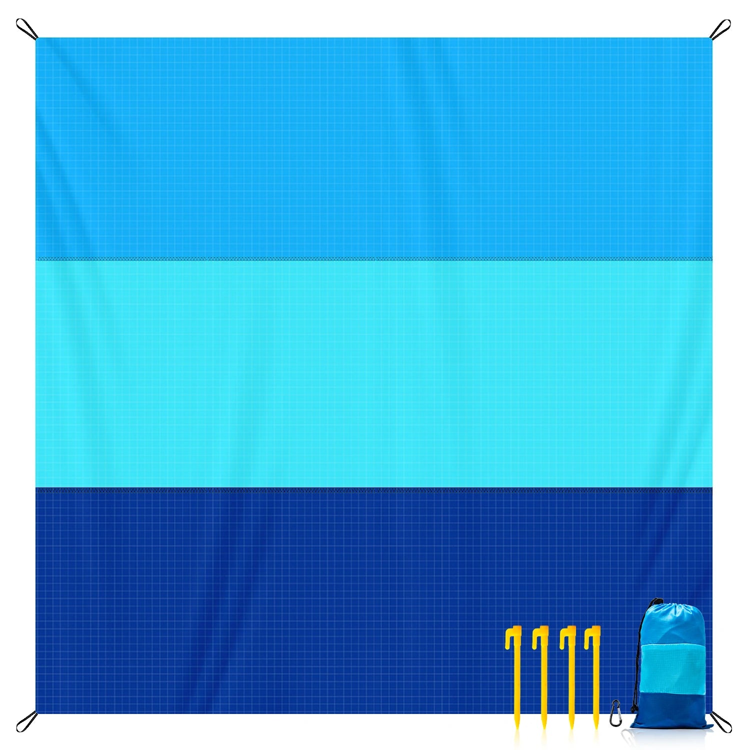 Multiple Sizes Beach Blanket Sandproof Waterproof Large Quick Drying Outdoor Picnic Mat with 4 Stakes for Travel Camping Hiking