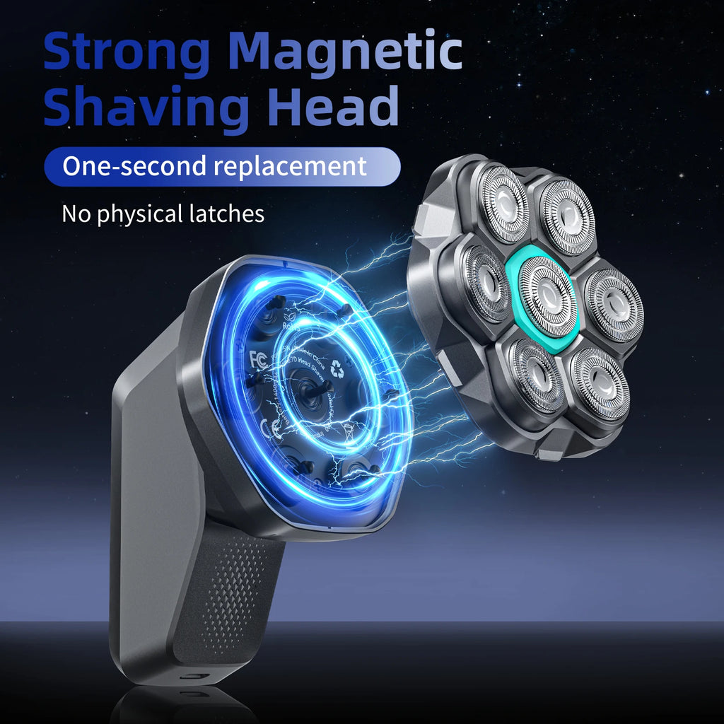 Kensen S32 Electric Head Shaver for Men 7D Floating Cutter USB-C Rechargeable 8100/8500 RPM IPX6 Waterproof Magnetic Head Razor