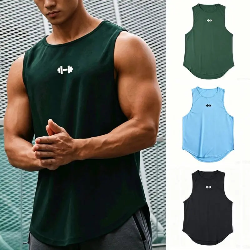 Summer Men's Gym Tank Top Fitness Training Clothing Quick-drying Loose Bodybuilding Sleeveless Shirt Men Fashion Basketball Vest