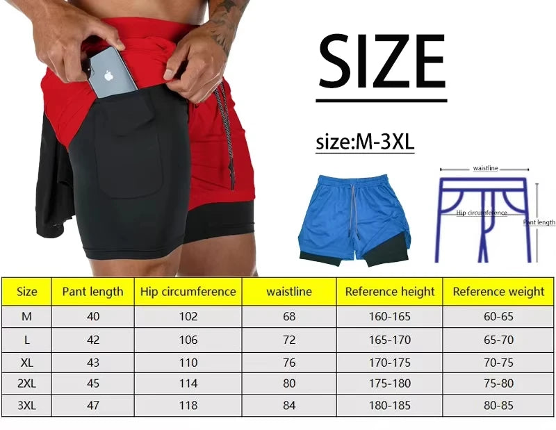 Cartoon Duck Print Men's Shorts Summer Double Layer Letter Print  Quick Drying Pants Fitness Tracksuit Beach Short Pants RL0358