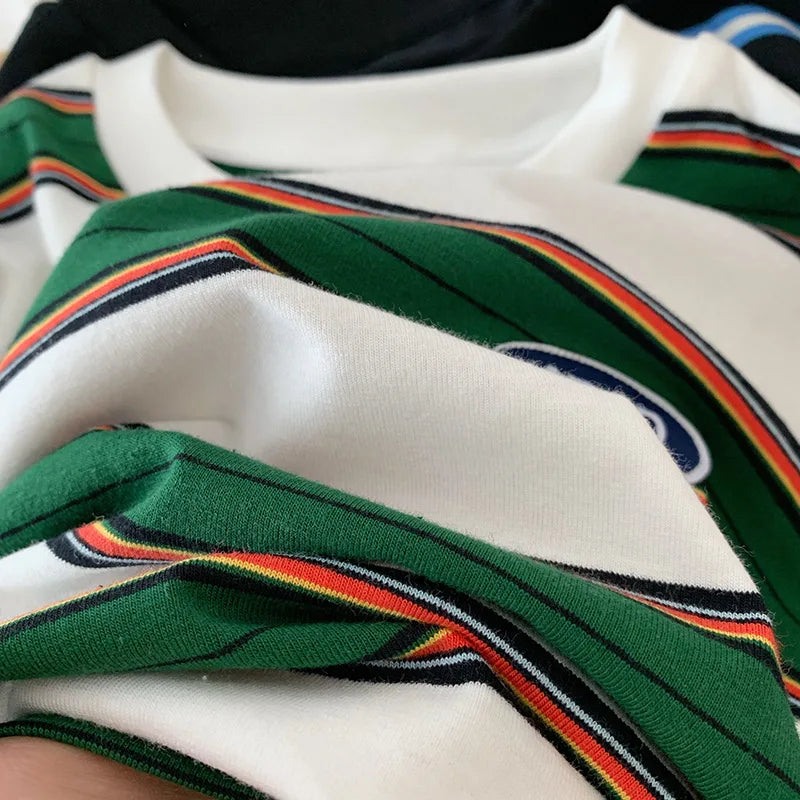 2025 autumn Children Clothes Girls Long Sleeves Bottoming Shirts Cool Boys Stripe Cotton T-shirt Teen Loose Casual 2-7y Kids Top