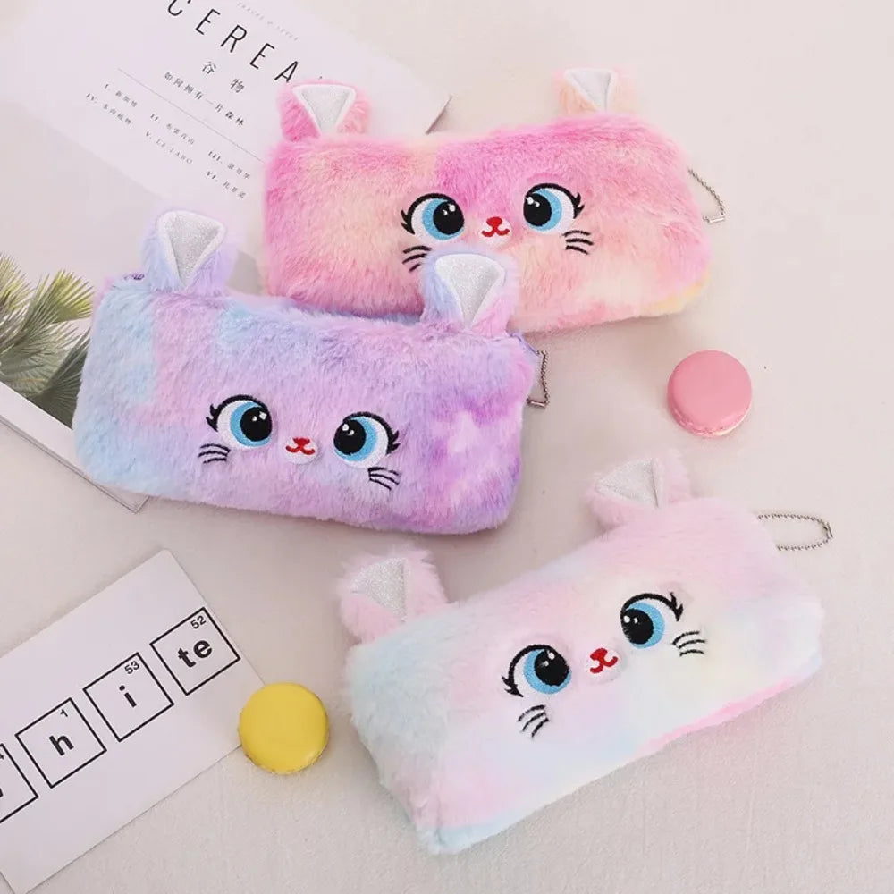 Cartoon Pencil Case Cute Cat Pencil Pouch Large Capacity Pencil Bag Stationery for Girls Kids Back to School