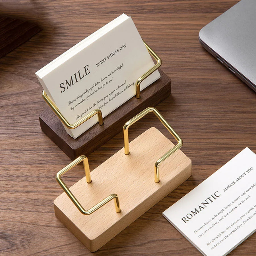 Business Card Holder Organizer Office Desk Display Stand Memo Counter Accessories Tabletop Shelf Home Wooden Card Holder Storage