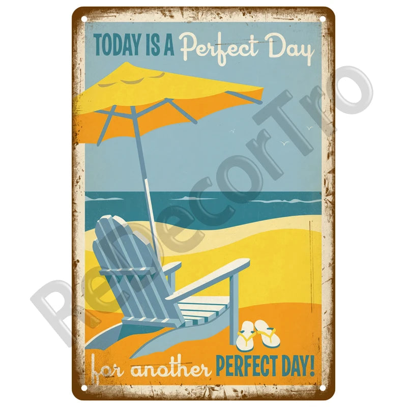 Metal Beach Bar Surf Club Tin Sign – Summer Wall Art