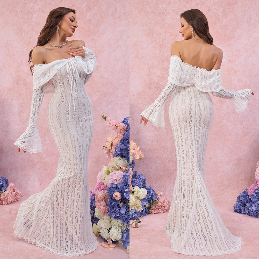 Long Sleeve Lace Evening Gown – Wedding & Prom Dress