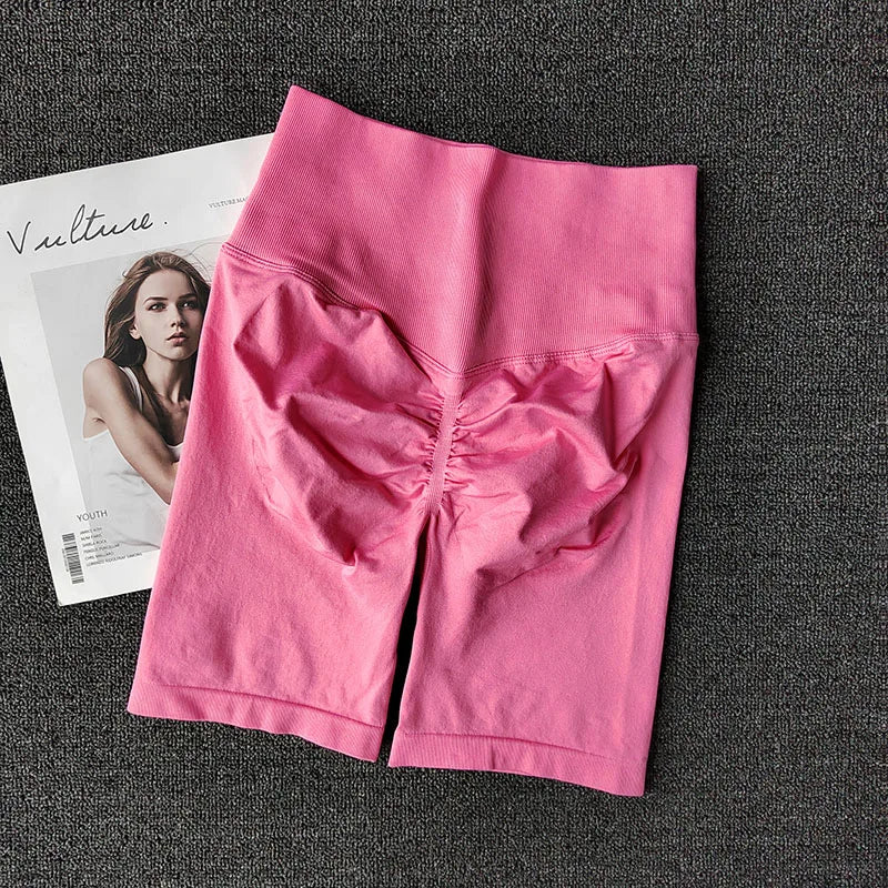 Summer Seamless Yoga Shorts High Waist Workout Shorts Women Sexy Booty Tummy Control Gym Leggings Breathable Running Shorts