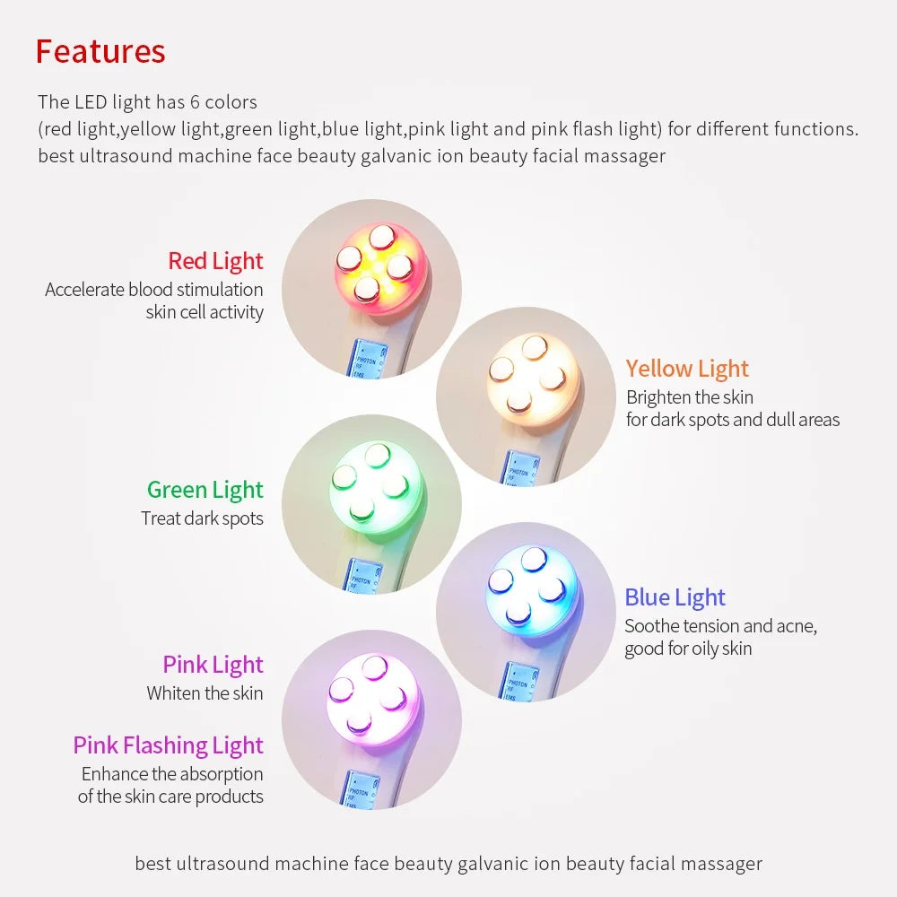 EMS Microcurrent Face Lifting Machine – LED Phototherapy, 6 Modes