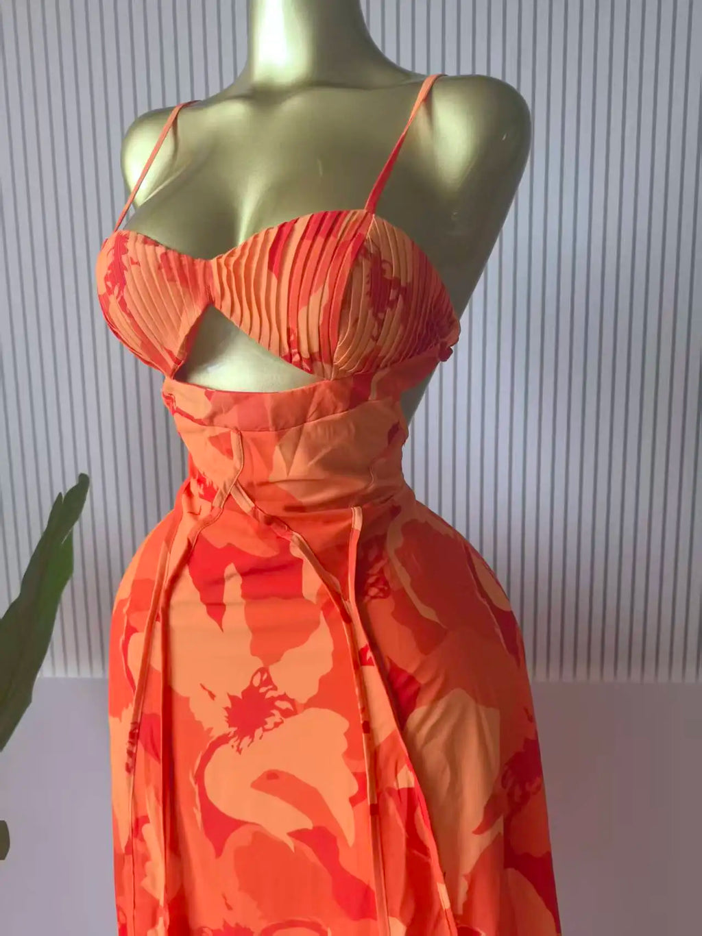 CM.YAYA Women Floral Printed Strap Backless Bra Front Big Swing Maxi Long Dress 2025 Vintage Sexy Club Party Evening Dresses