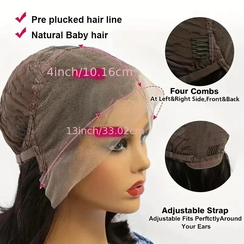 34" Chocolate Brown HD Bone Straight Lace Front Wig