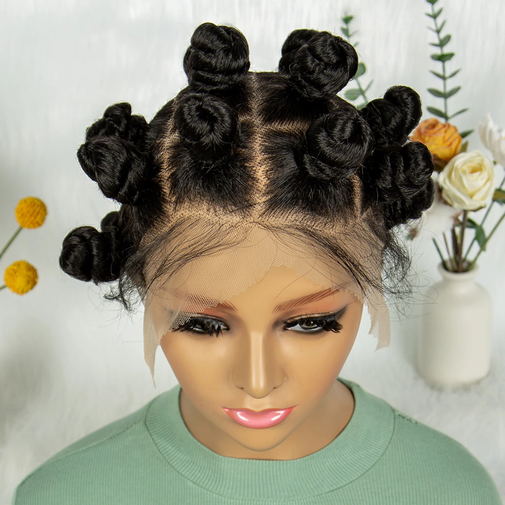 Short Bantu Braided Full-Lace Wig
