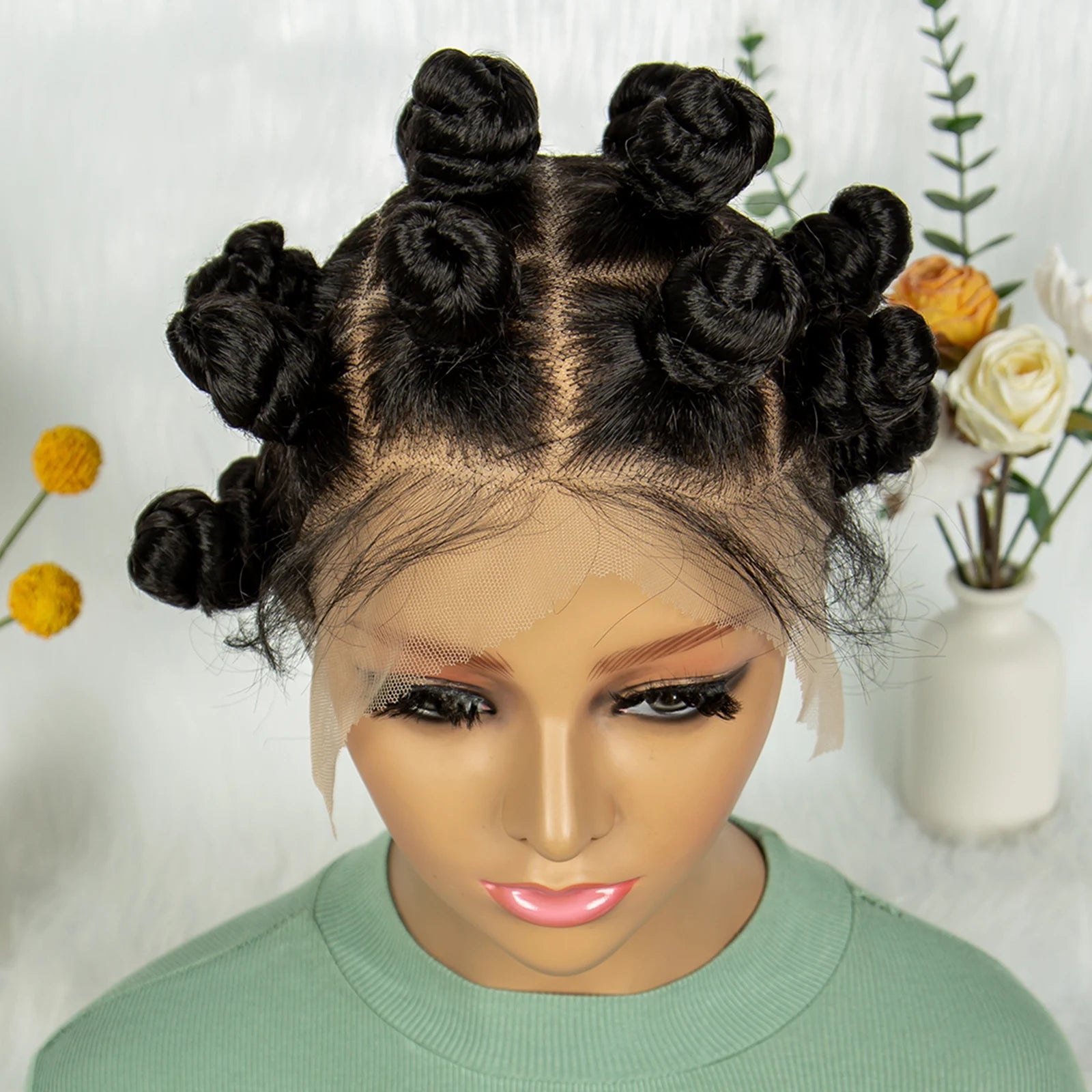 Short Bantu Braided Full-Lace Wig