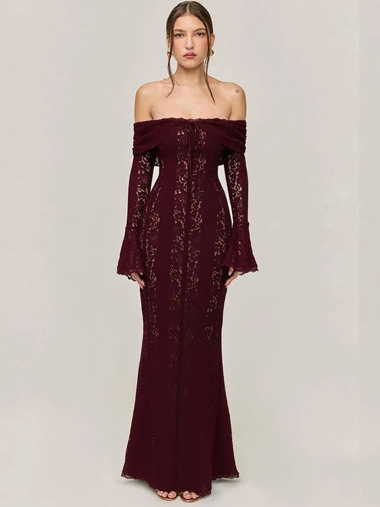 Long Sleeve Lace Evening Gown – Wedding & Prom Dress