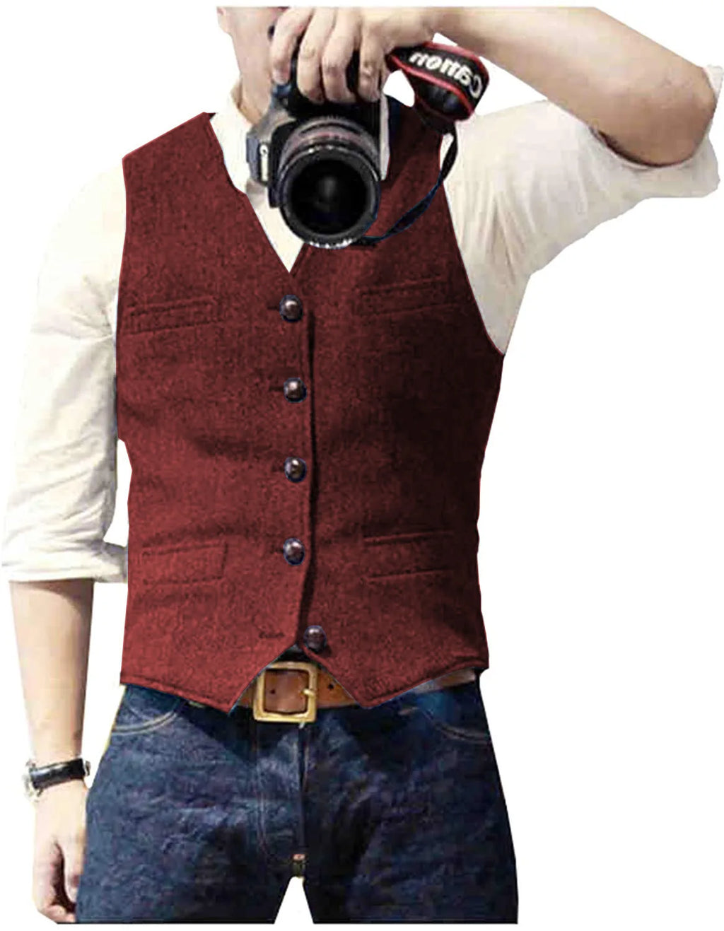 Men's Wool Herringbone Tweed Suit Vest – Formal Waistcoat