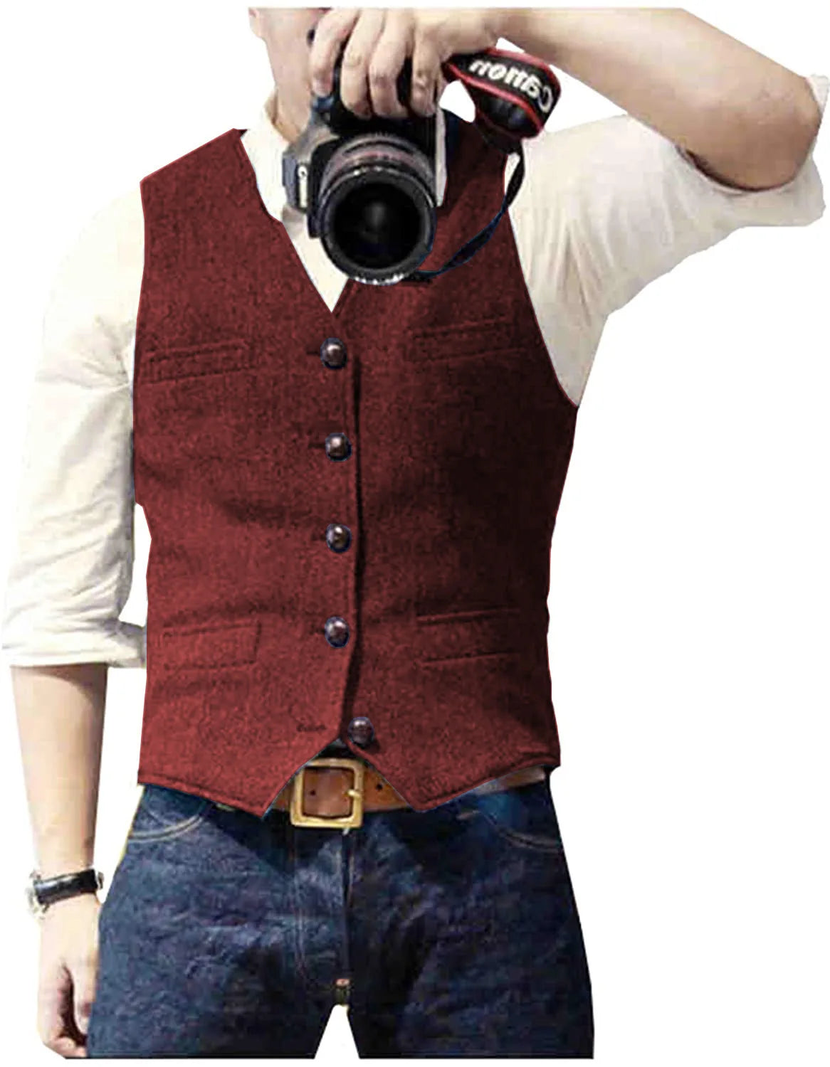Men's Wool Herringbone Tweed Suit Vest – Formal Waistcoat