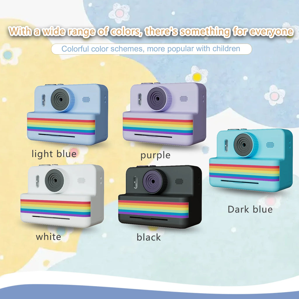 2.8-inch screen instant printing toy camera with 32GB SD card, 3 rolls of printing paper, portable high-definition camera, insta