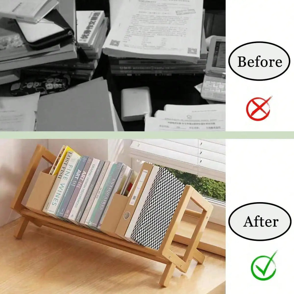 Bamboo Desktop Bookshelf – Decorative Desk Shelf