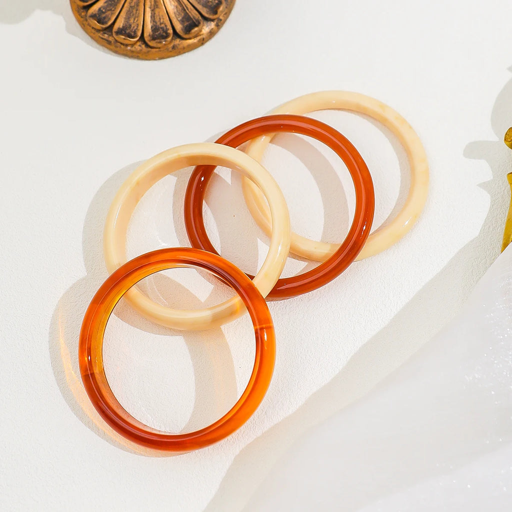 4pcs Elegant Retro Acrylic Bracelet Set, Fashion Simple Design, Suitable For Casual Wear, Women's Fashion Jewelry Accessories