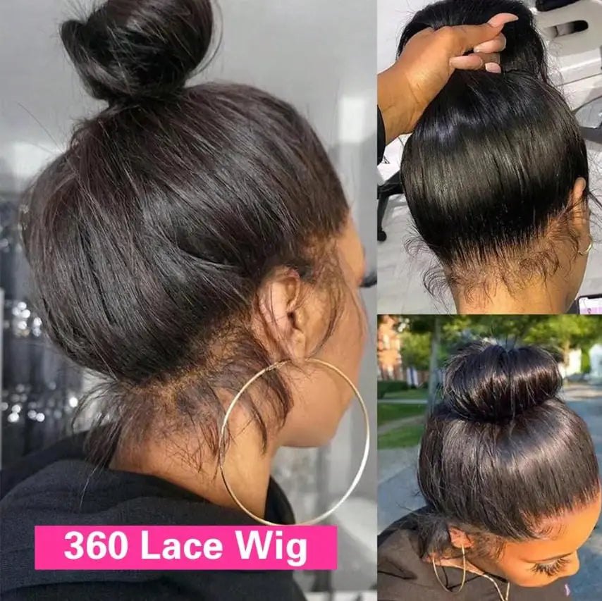 13×6 HD Lace Straight Human Hair Wig Natural Color Pre Plucked Natural Hairline Remy Hair Glueless Wig For Women