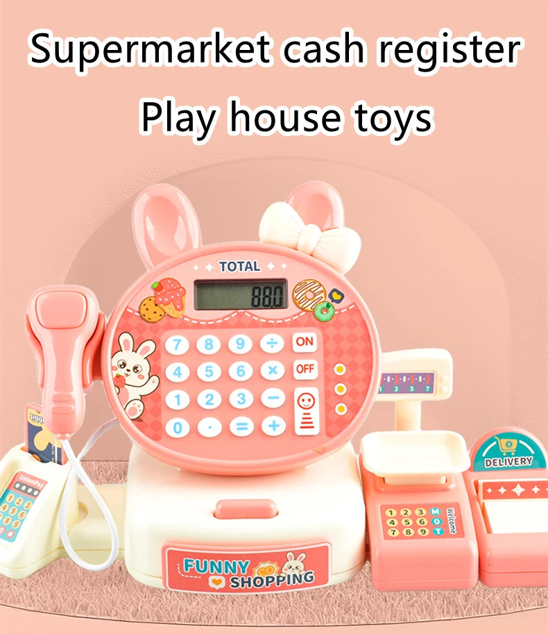 Simulation Supermarket Cash Register Set With Calculator Parent-child Interactive Play House Toy