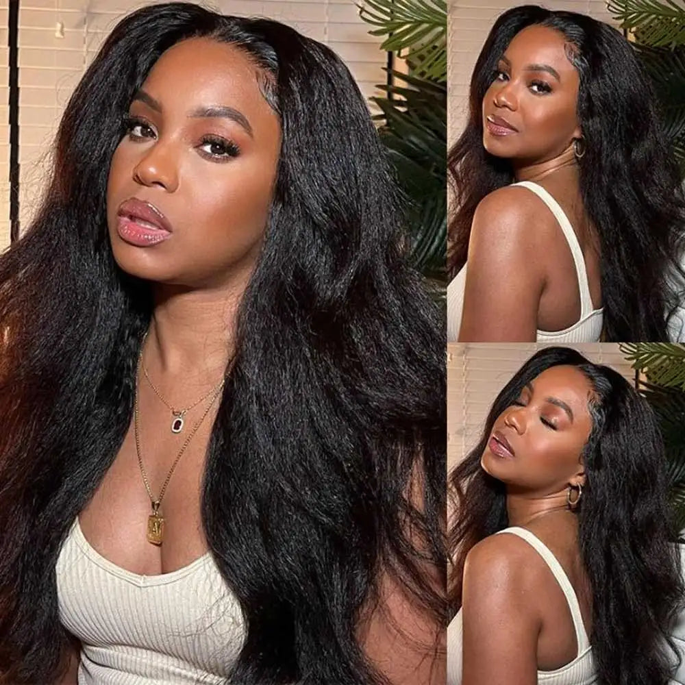 40 42 Inch Kinky Straight Lace Front Human Hair Wigs With Baby Hair Remy Glueless Wig Yaki Straight 13x4 HD Lace Frontal Wigs
