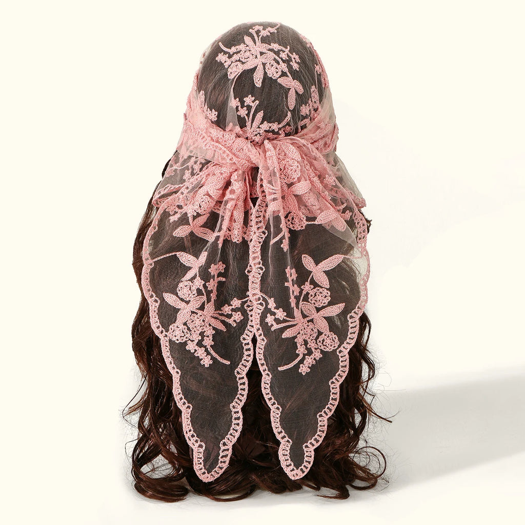 Fashion Ins Lace Hair Scarf Women Retro Triangle Hair Bands Vintage Triangular Headscarf Girls Elegant Headwear Hair Accessories
