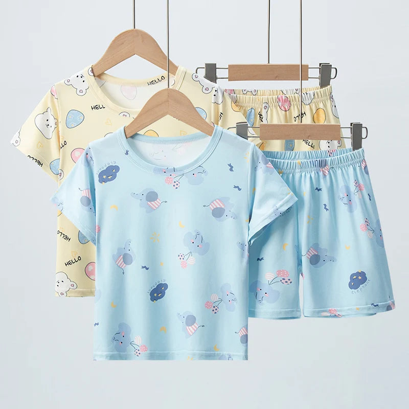 Kids' Character Print Short-Sleeve & Shorts Set – 14 Designs
