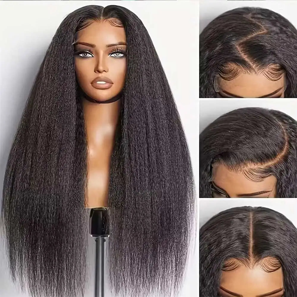 40 42 Inch Kinky Straight Lace Front Human Hair Wigs With Baby Hair Remy Glueless Wig Yaki Straight 13x4 HD Lace Frontal Wigs