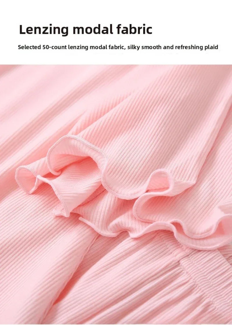 Girls Sets Summer Thin Children Short Sleeve Set Kids Homewear Clothes Girl Pure Color Pajamas Outfits