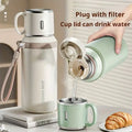 304 Stainless Steel Vacuum Insulated, Portable Thermal Water Bottle With Cup Lid & Carry Strap, Leakproof Hot Cold Flask For Travel Outdoor Office