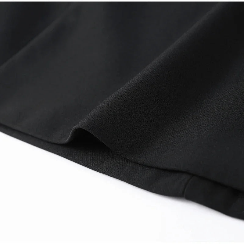 Elegant Women Shawl Cropped Top Shoulder Pads Stand Collar Short Sleeve Black Female T-shirt 2026 Spring Summer Lady Partywear
