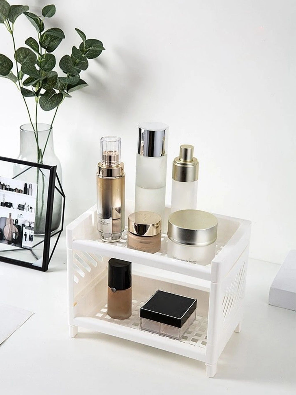 Double-Layer Desktop Storage Rack – Desk & Vanity Organizer