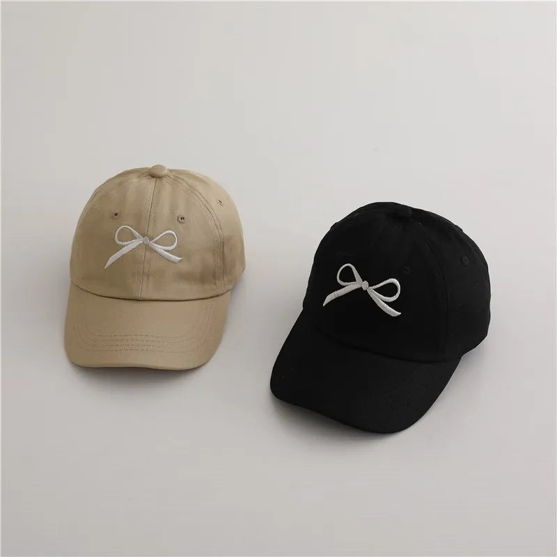 Fashion Children Embroidery Bow Baseball Hats Kids Accessories Boy Girl Vacation Sunscreen Hat Cotton Baby Adjustable Casual Cap