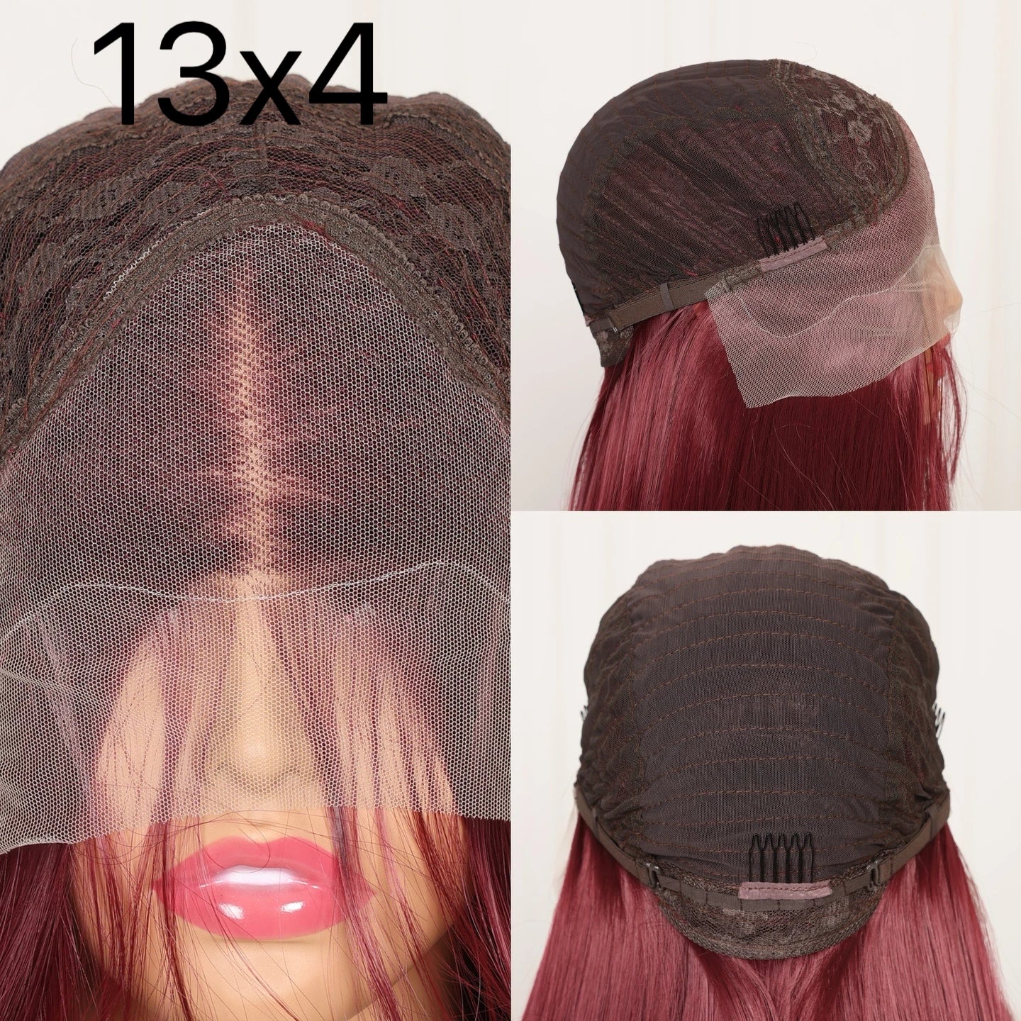 99J Red Burgundy Color Deep Wave 13X4 Lace Frontal Synthetic Wig For Women Natural Hairline Baby Hair Preplucked Bleach Knots