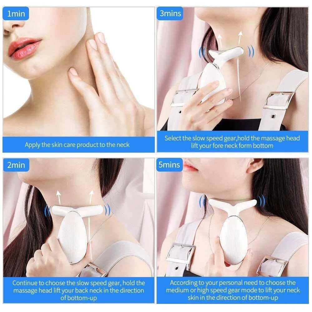 Microcurrent Face & Neck Lifting Massager – LED Vibration
