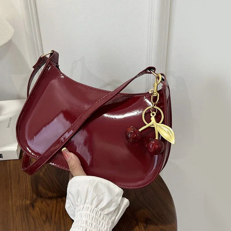 Cherry Charm PU Underarm Bag