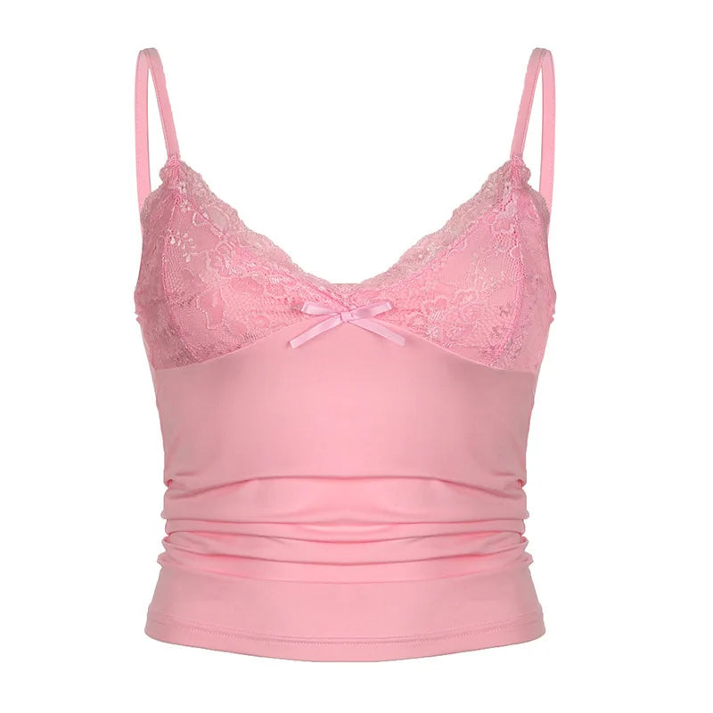 Floral Lace Bralette Cami Top | Satin Bow