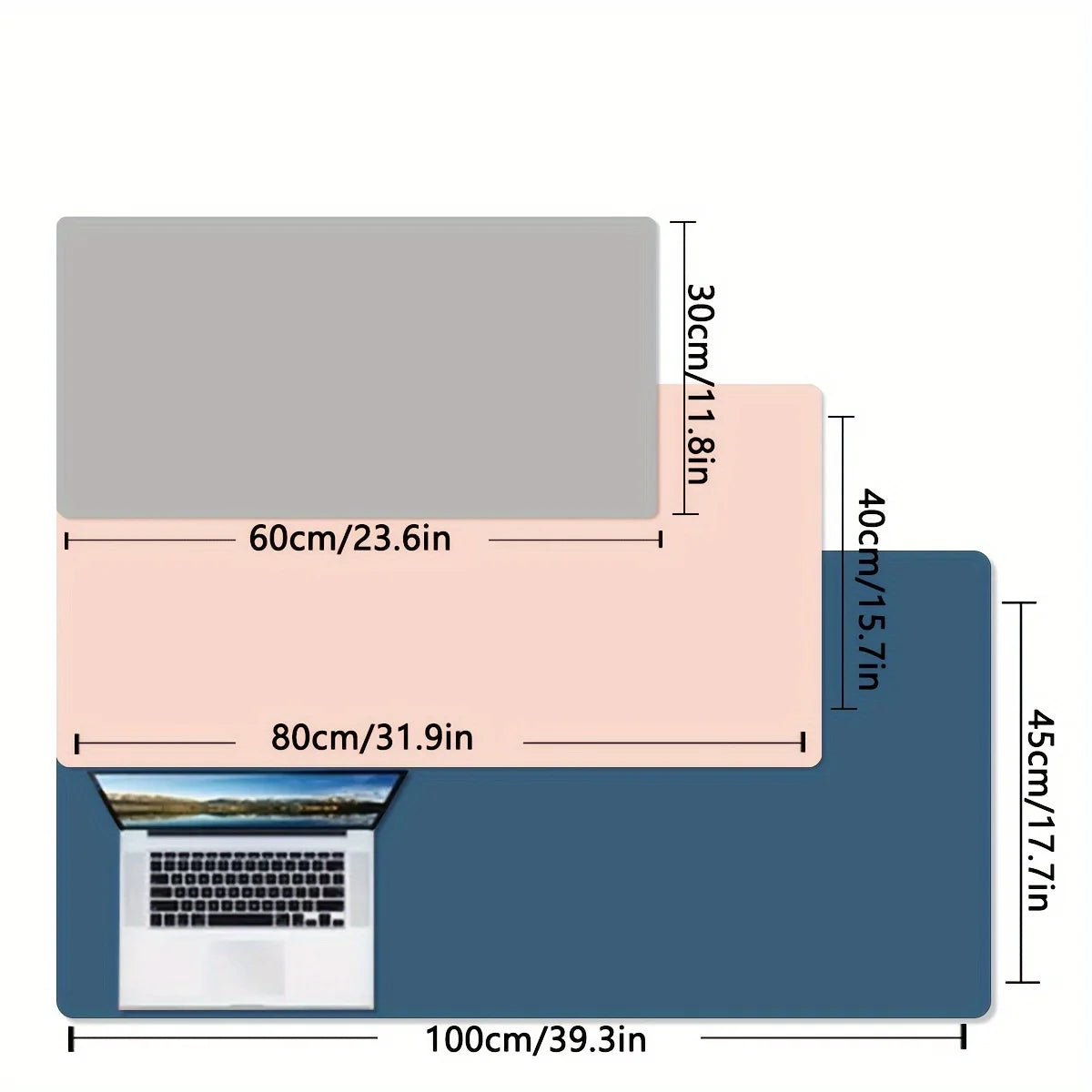 1 piece large size waterproof faux leather table mat - non-slip, solid color office mousepad and keyboard protection mat