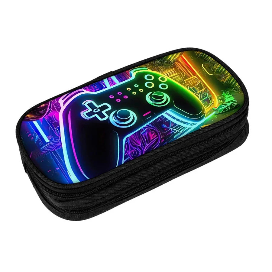GamePad Multifunctional Double Layered Pen Case for Boy and Girls Best Gifts 2D Cartoon School Supplies Pencil Case for Children
