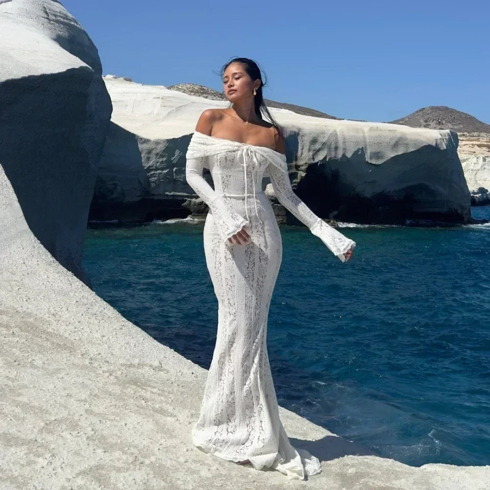 Long Sleeve Lace Evening Gown – Wedding & Prom Dress