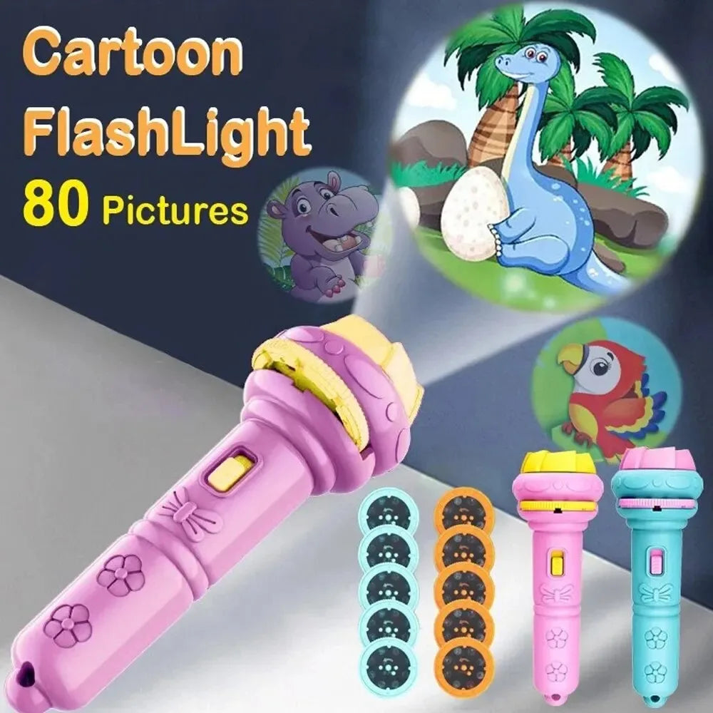 Chriyungel Kids Cartoon Projection Science Toy Flashlight