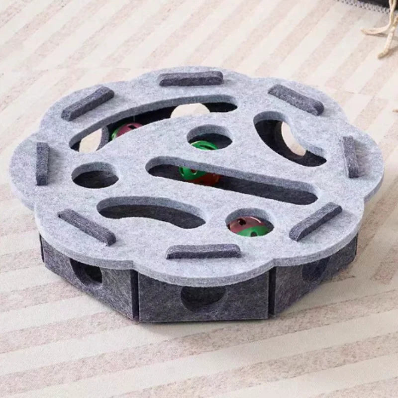 Cat Puzzle Maze Toy – Interactive Felt Box with Bell Ball for Kittens