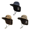 Outdoor Unisex Wide Brim Bucket Hat with Neck Flap Adjustable for Hiking Camping Fishing Wear