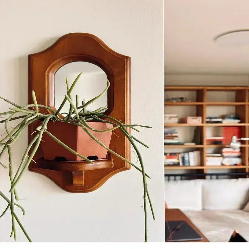 Vintage Wall Mirror with Shelf & Candlestick Holder